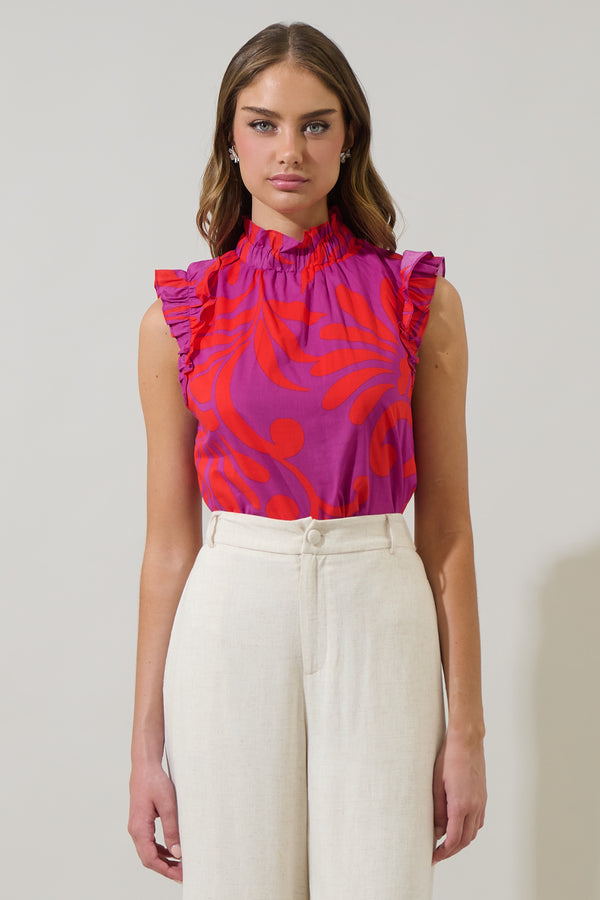 sugarlips Arona Floral Zoie Ruffle Top