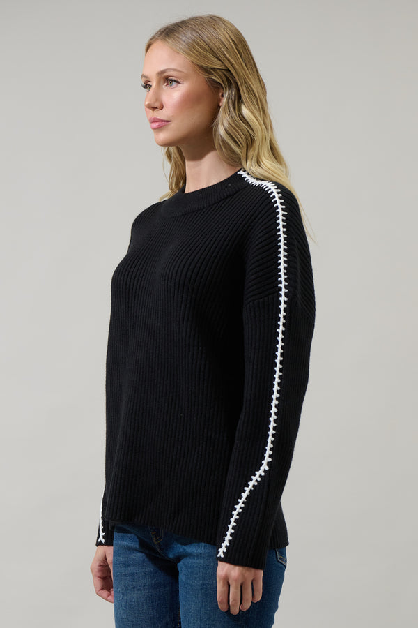 Sugarlips Artesia Crewneck Whipstitch Sweater