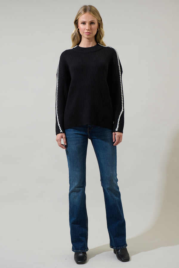 Sugarlips Artesia Crewneck Whipstitch Sweater