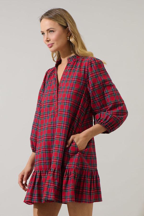 Sugarlips Arvada Plaid Deneta Shift Mini Dress