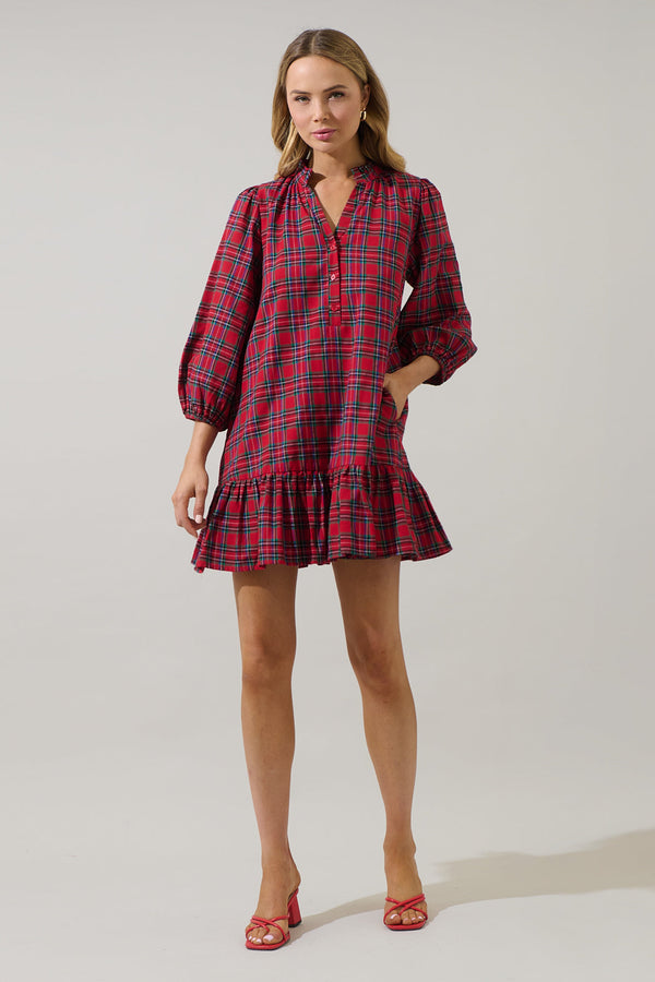 Sugarlips Arvada Plaid Deneta Shift Mini Dress