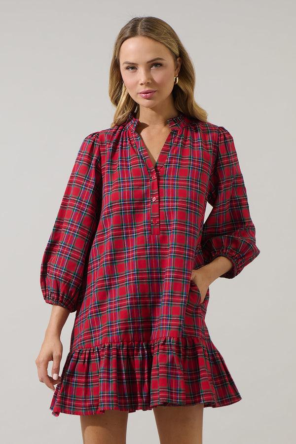 sugarlips Arvada Plaid Deneta Shift Mini Dress