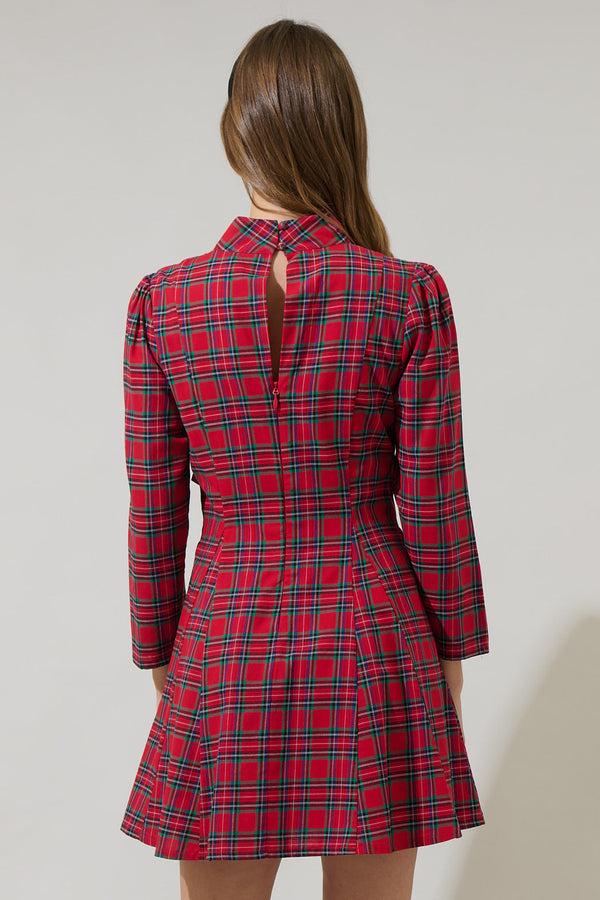Sugarlips Arvada Plaid Padma Bow Mini Dress