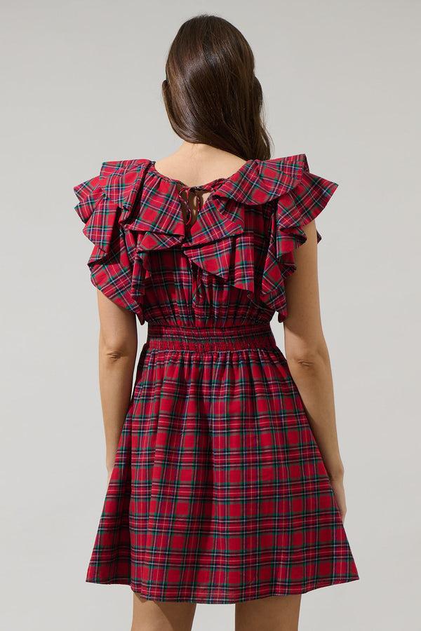 Sugarlips Arvada Plaid Wilma Ruffle Mini Dress
