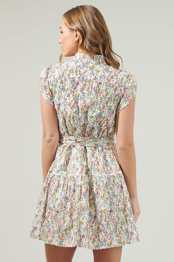 Sugarlips Arvine Floral Pleated Mini Dress