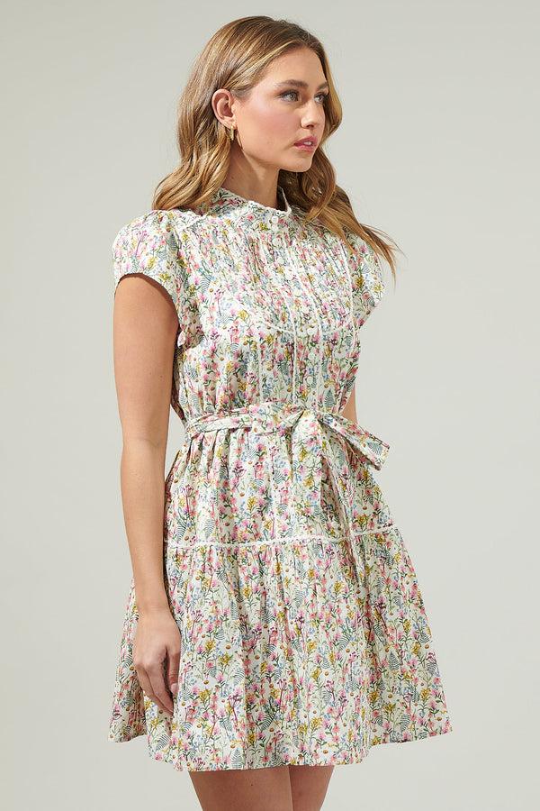 Sugarlips Arvine Floral Pleated Mini Dress
