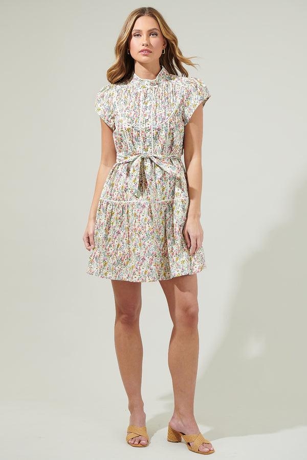 Sugarlips Arvine Floral Pleated Mini Dress