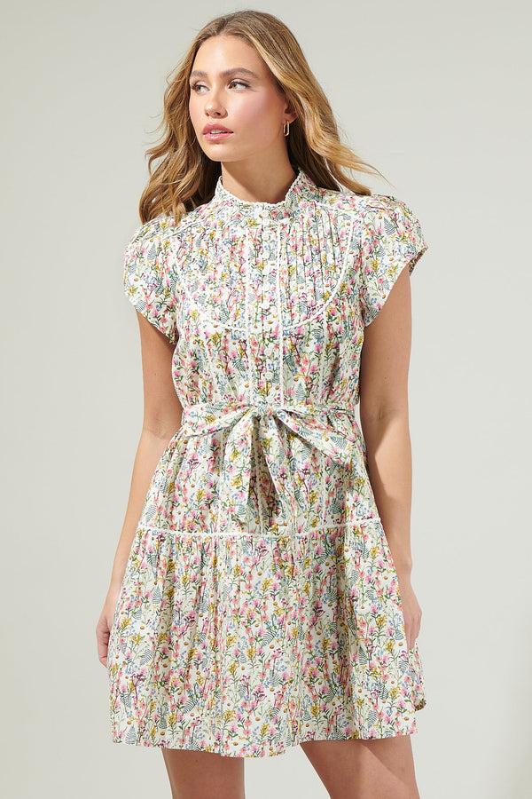 sugarlips Arvine Floral Pleated Mini Dress