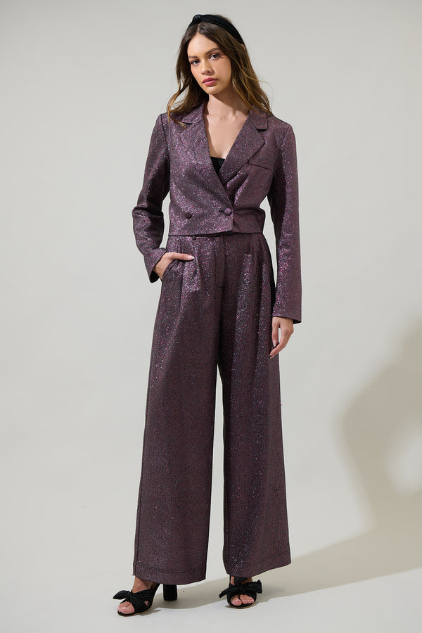 Sugarlips Ashton Glitter Cropped Button Blazer