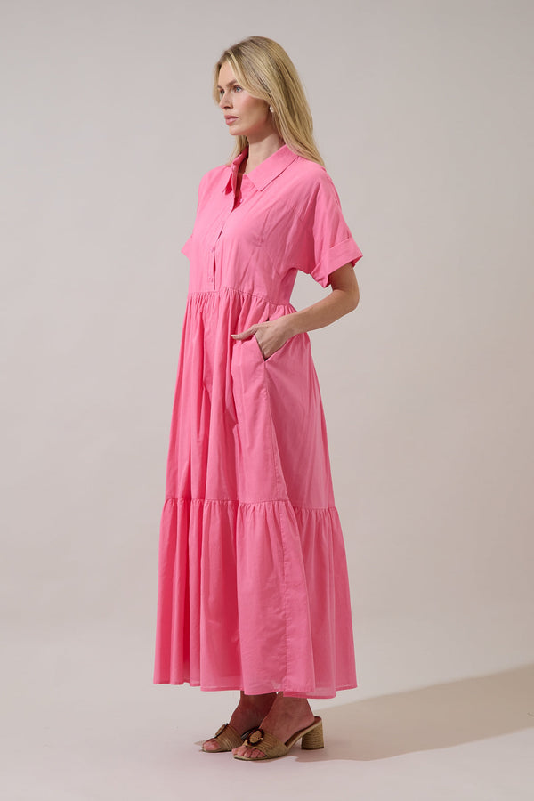 Sugarlips Astera Collared Button Up Maxi Dress