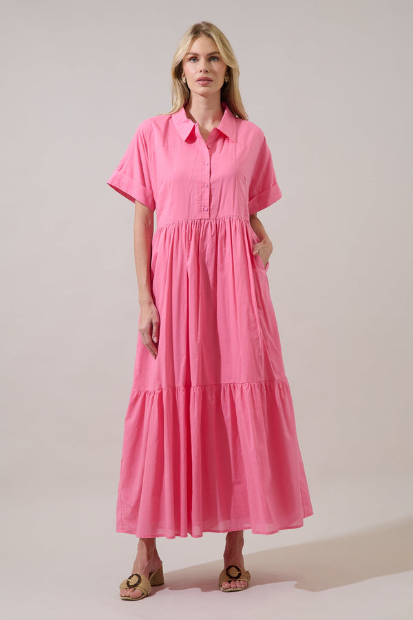 sugarlips Astera Collared Button Up Maxi Dress
