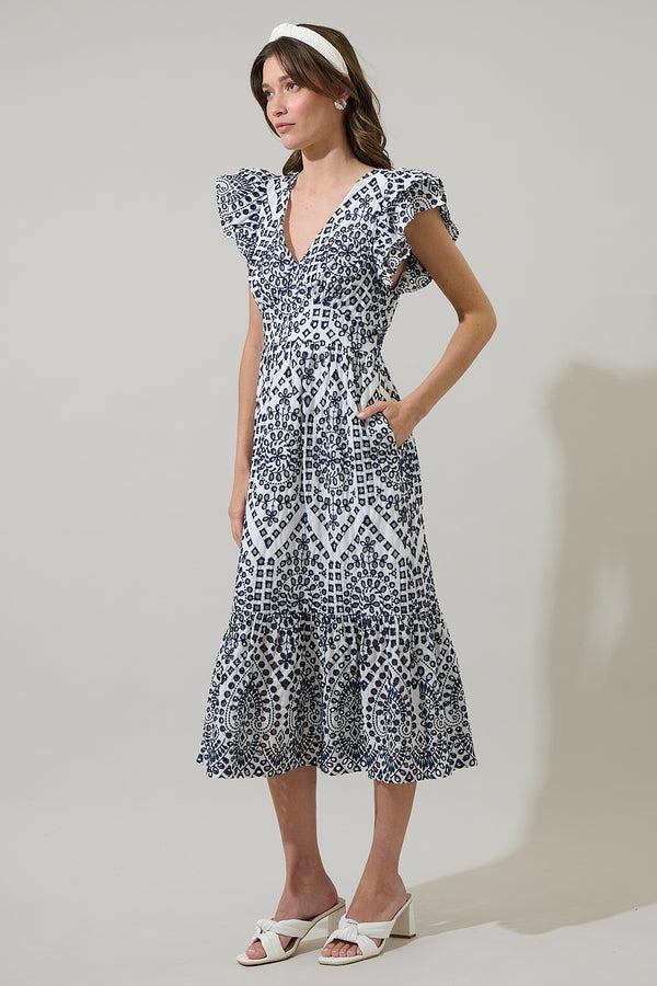 Sugarlips At Sea Eyelet Zayla Midi Dress