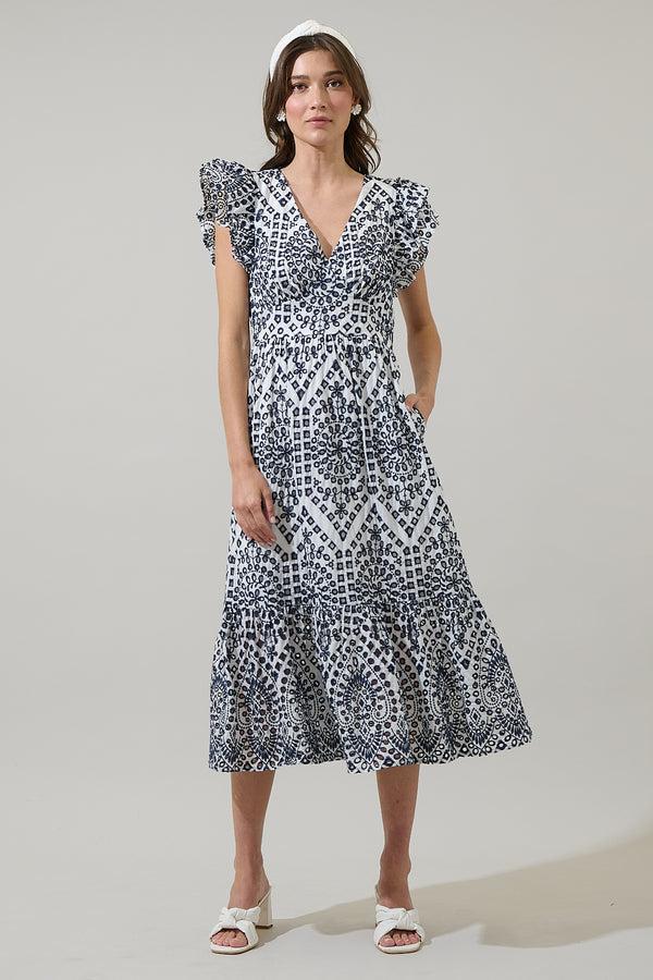 sugarlips At Sea Eyelet Zayla Midi Dress