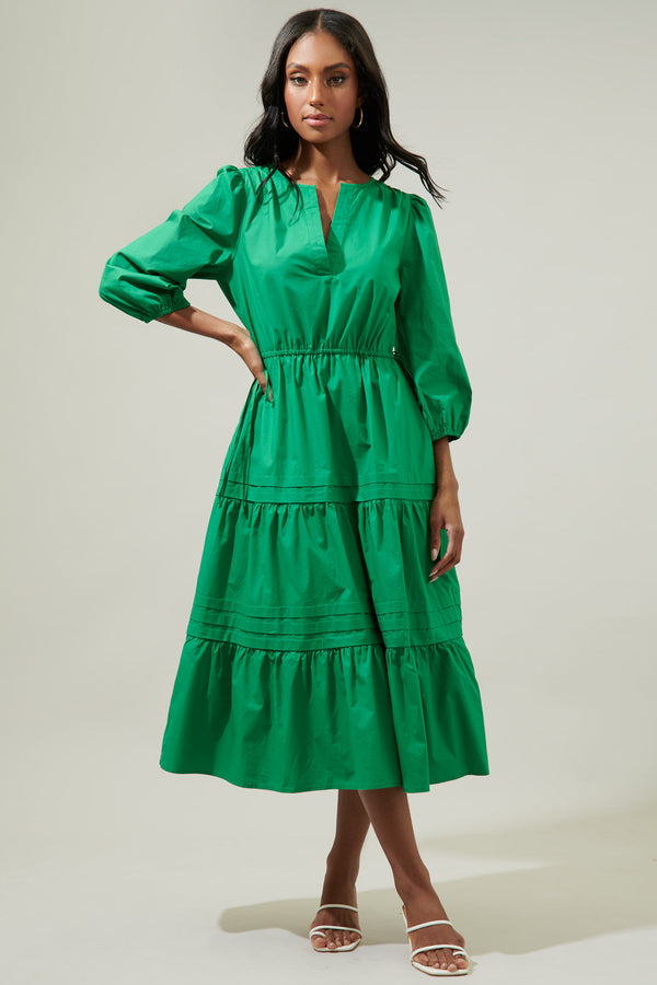 Sugarlips Atelier Poplin Tiered Midi Dress