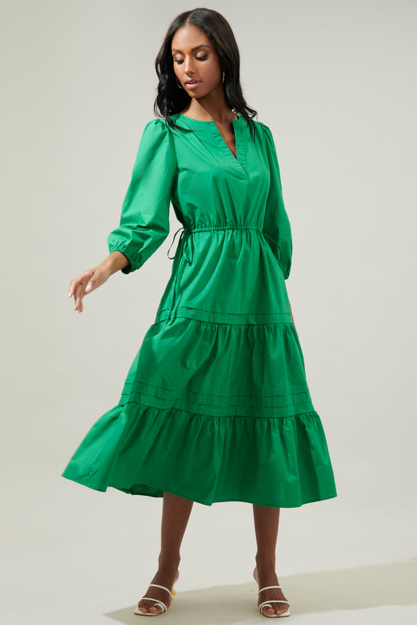 sugarlips Atelier Poplin Tiered Midi Dress