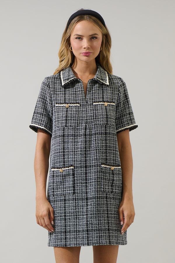 sugarlips Audrey Tweed Collar Mini Dress