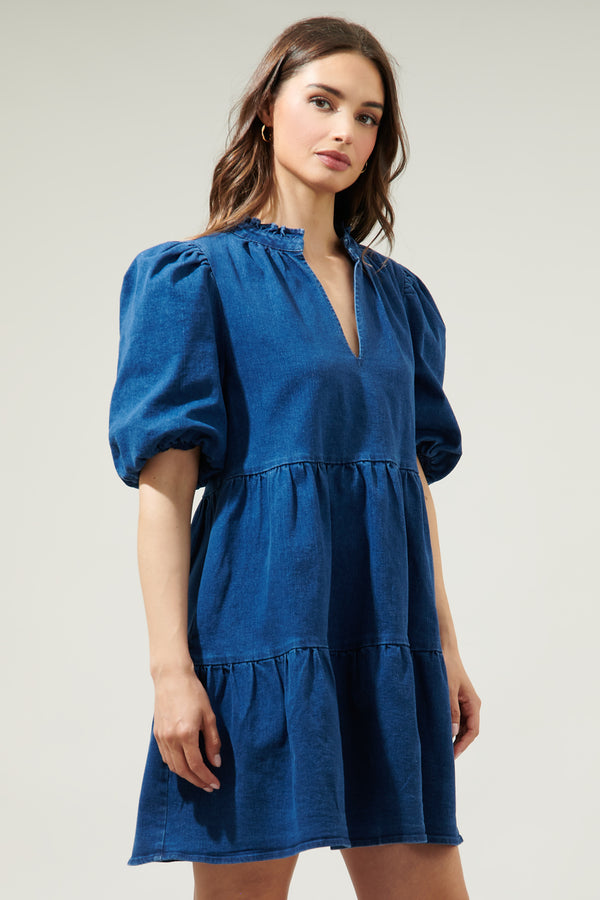 Sugarlips Aura Jacey Babydoll Denim Mini Dress