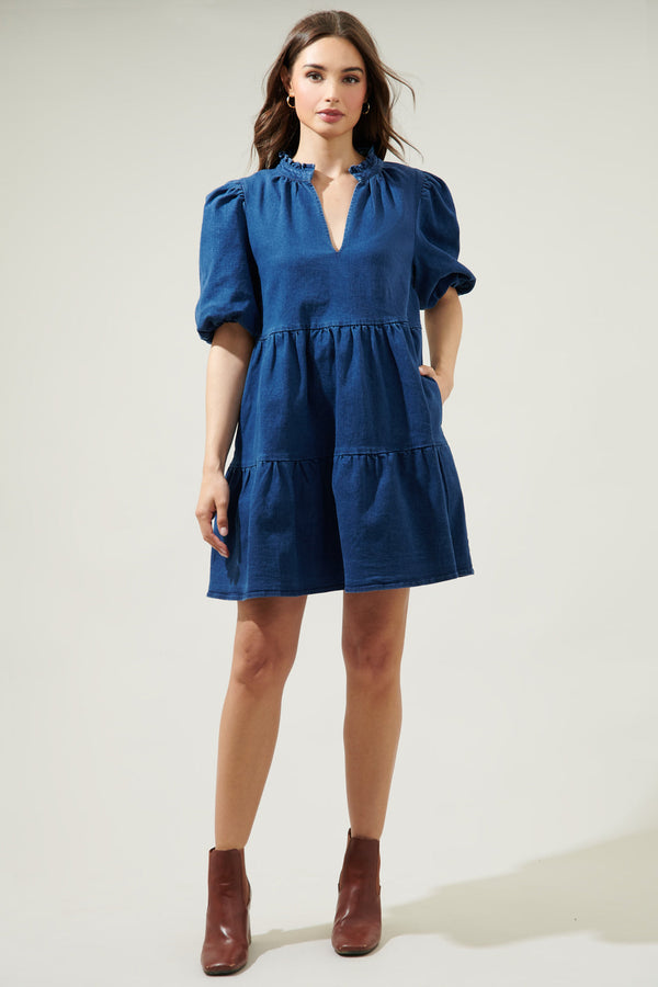 Sugarlips Aura Jacey Babydoll Denim Mini Dress