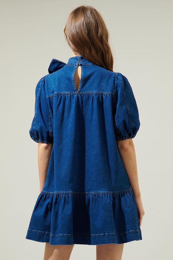 Sugarlips Aura Jacey Denim Bow Shift Dress