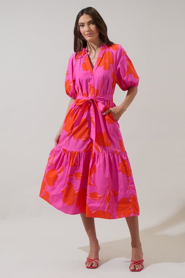 Sugarlips Aurea Floral Wynette Tiered Midi Dress