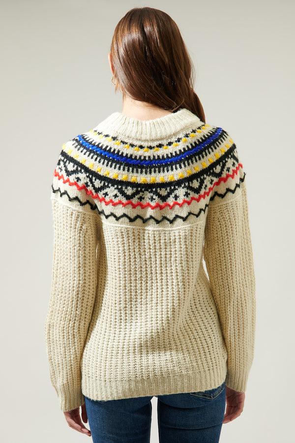 Sugarlips Aurelia Fair Isle Mock Neck Sweater