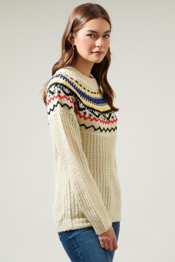 Sugarlips Aurelia Fair Isle Mock Neck Sweater