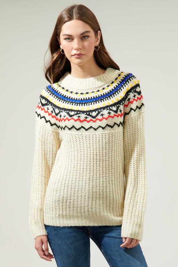 sugarlips Aurelia Fair Isle Mock Neck Sweater