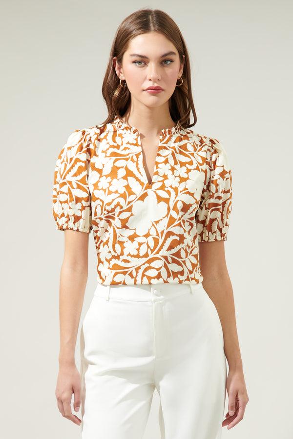 Sugarlips Aurelia Floral Kenni Split Neck Top