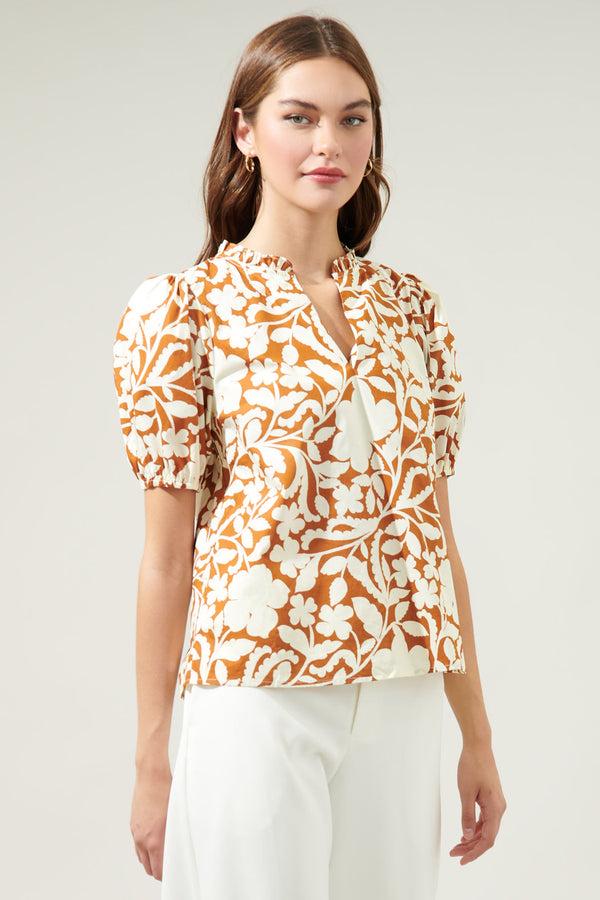 Sugarlips Aurelia Floral Kenni Split Neck Top