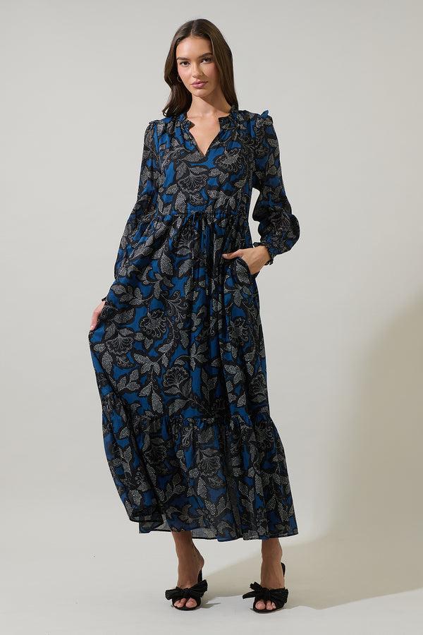 Sugarlips Aurina Floral Kezia Ruffle Midi Dress