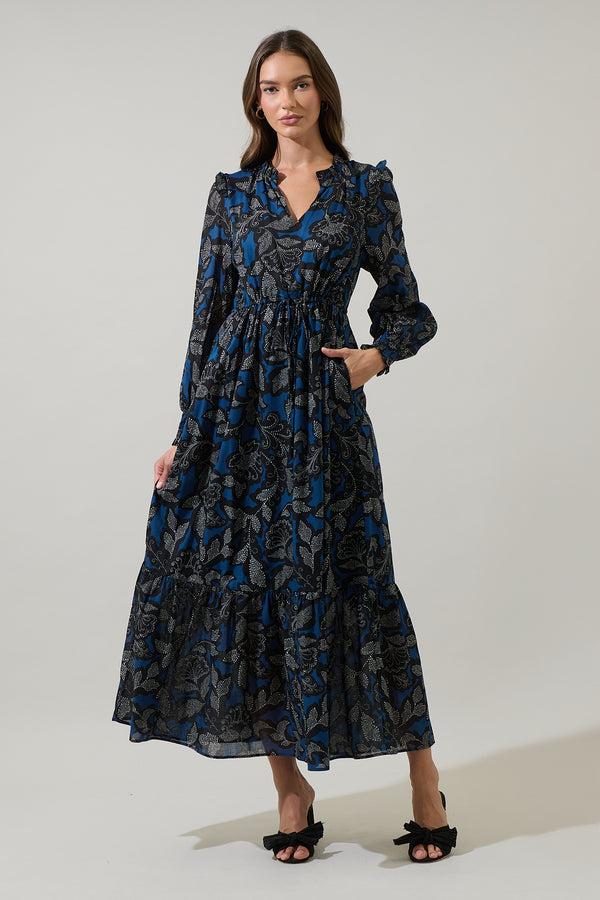 sugarlips Aurina Floral Kezia Ruffle Midi Dress