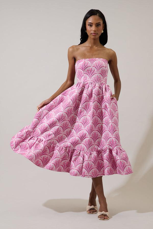Sugarlips Aurra Jacquard Strapless Midi Dress