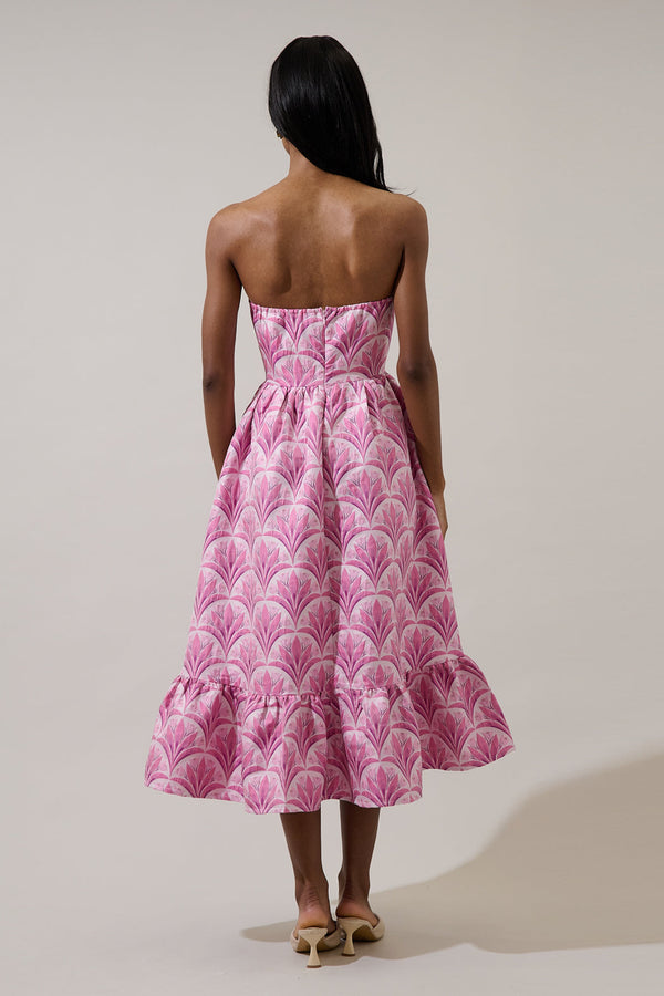 Sugarlips Aurra Jacquard Strapless Midi Dress