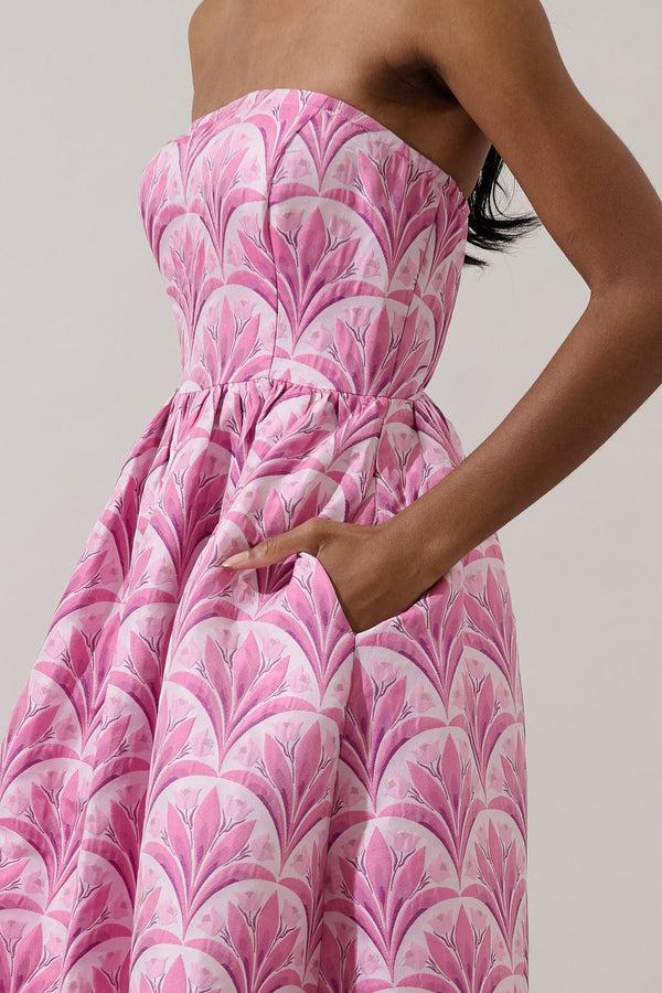 Sugarlips Aurra Jacquard Strapless Midi Dress