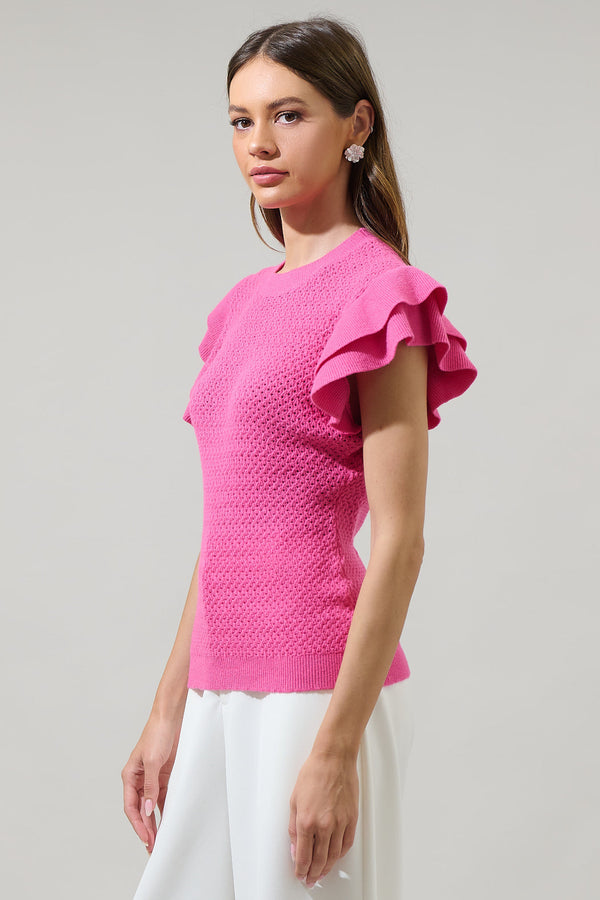 Sugarlips Avaya Pointelle Ruffle Top