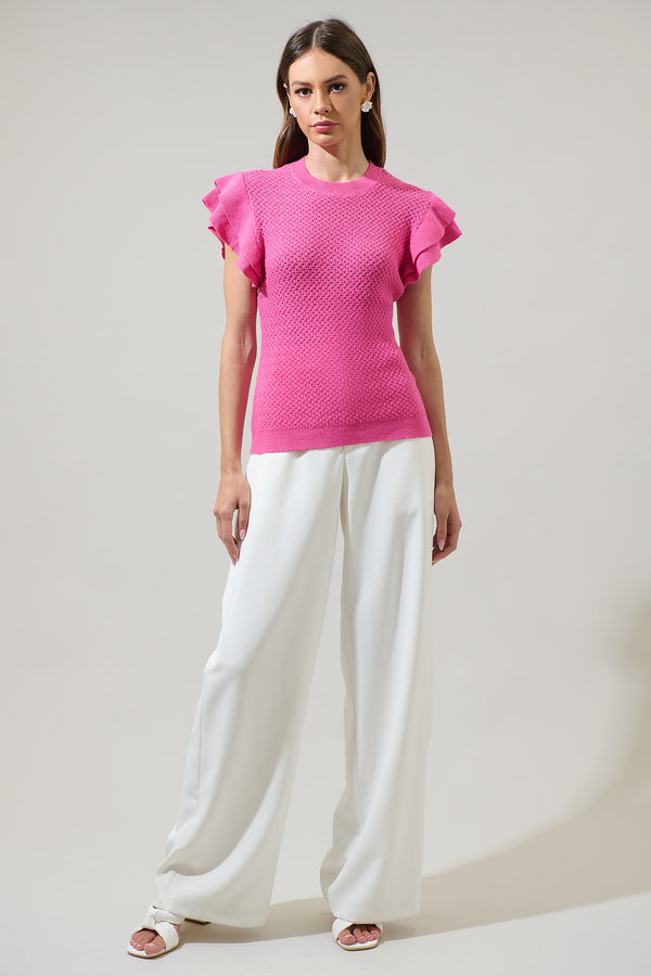Sugarlips Avaya Pointelle Ruffle Top