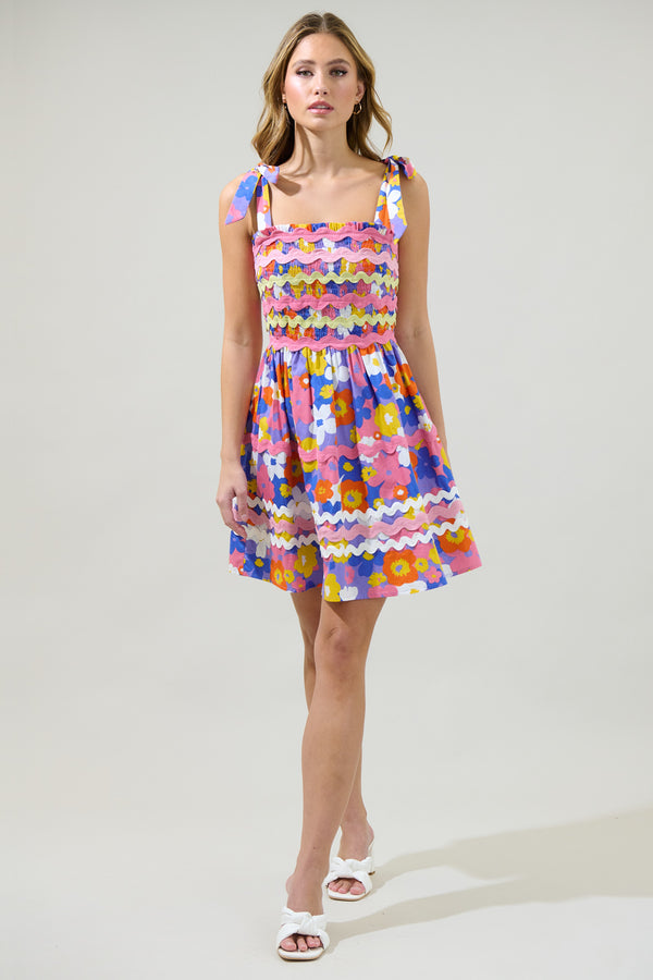 Sugarlips Avelia Floral Evi Smocked Mini Dress