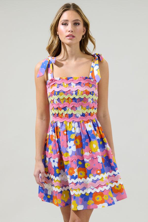 sugarlips Avelia Floral Evi Smocked Mini Dress