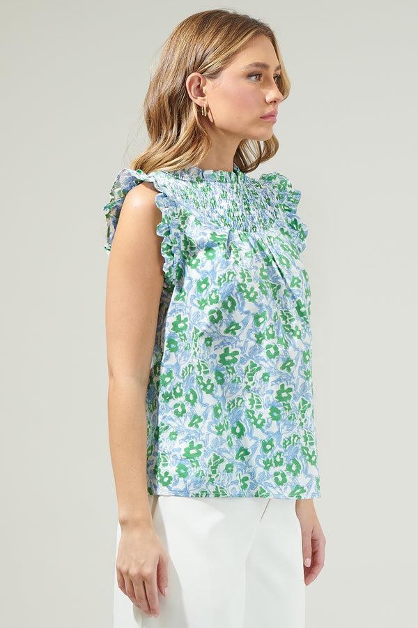 Sugarlips Ayana Floral Ruffle Smocked Top