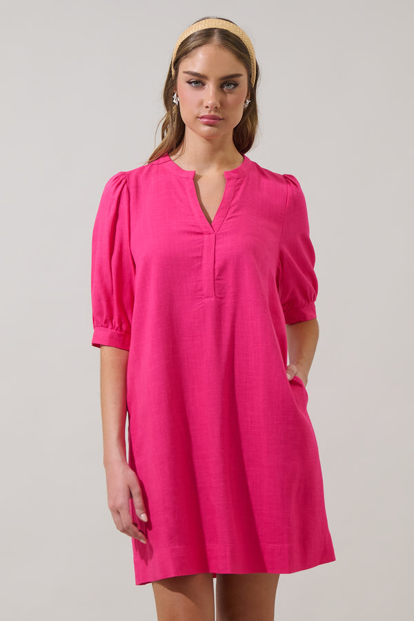 sugarlips Ayline Linen Shift Mini Dress