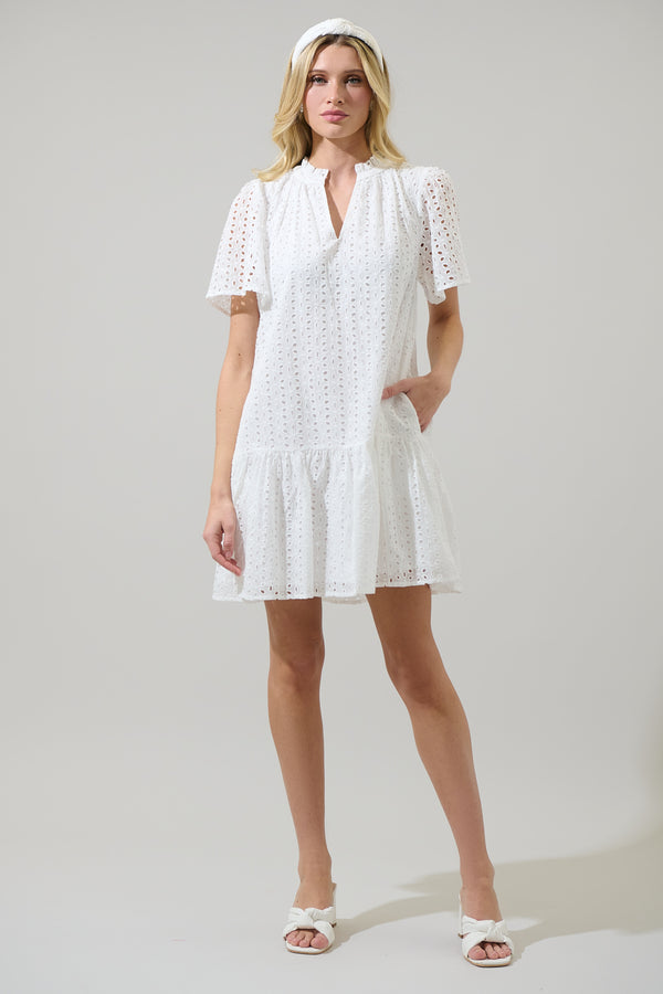 Sugarlips Azari Eyelet Shift Mini Dress