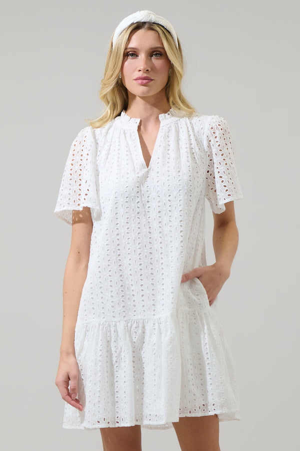 sugarlips Azari Eyelet Shift Mini Dress