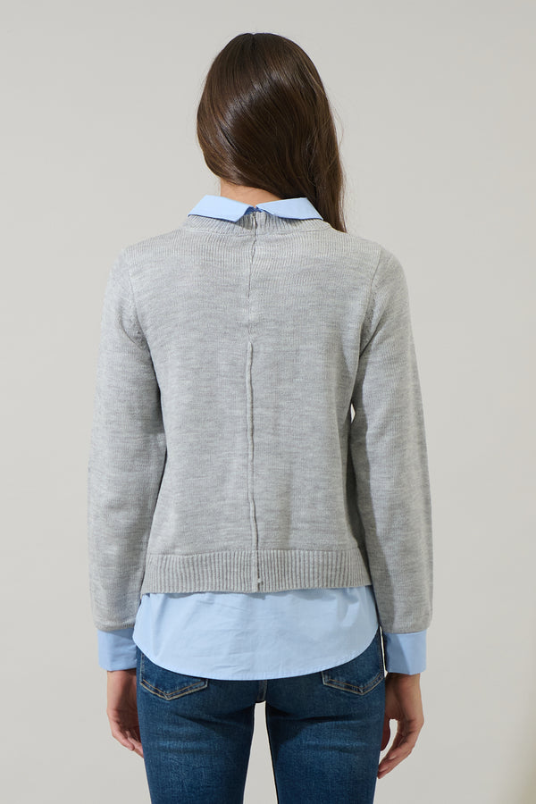 Sugarlips Azira Mix Media Collared Sweater