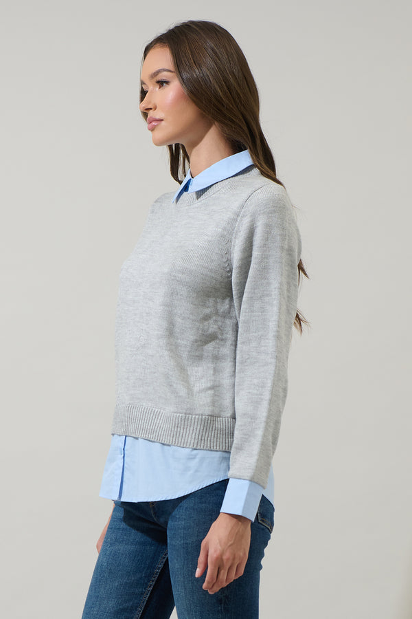Sugarlips Azira Mix Media Collared Sweater