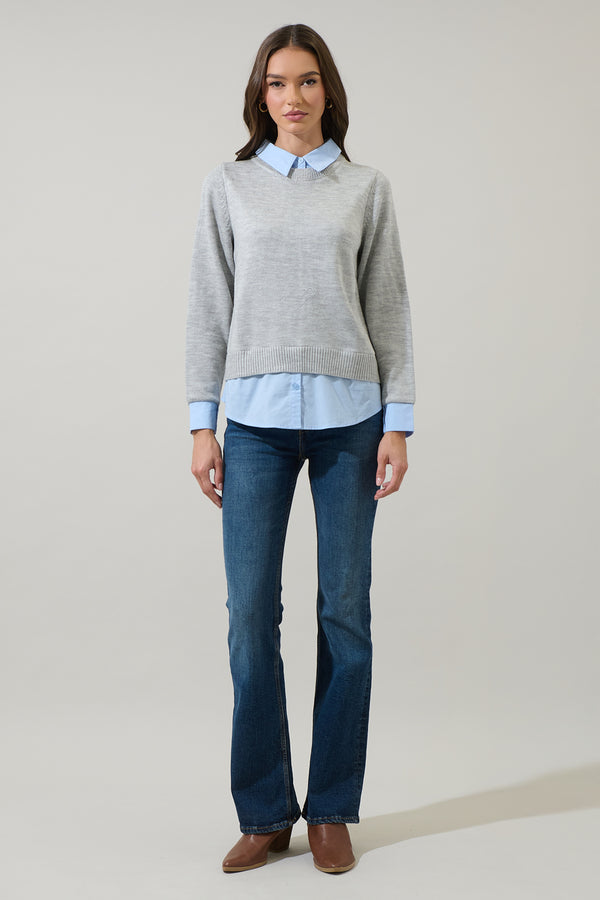 Sugarlips Azira Mix Media Collared Sweater