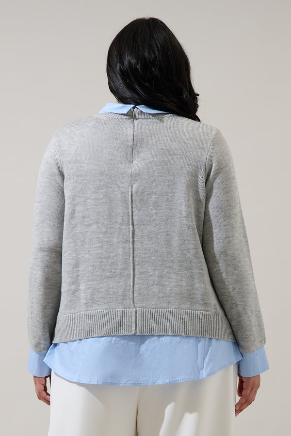 Sugarlips Azira Mix Media Collared Sweater Curve