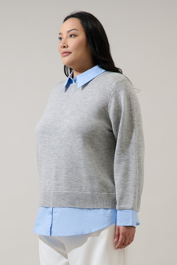 Sugarlips Azira Mix Media Collared Sweater Curve