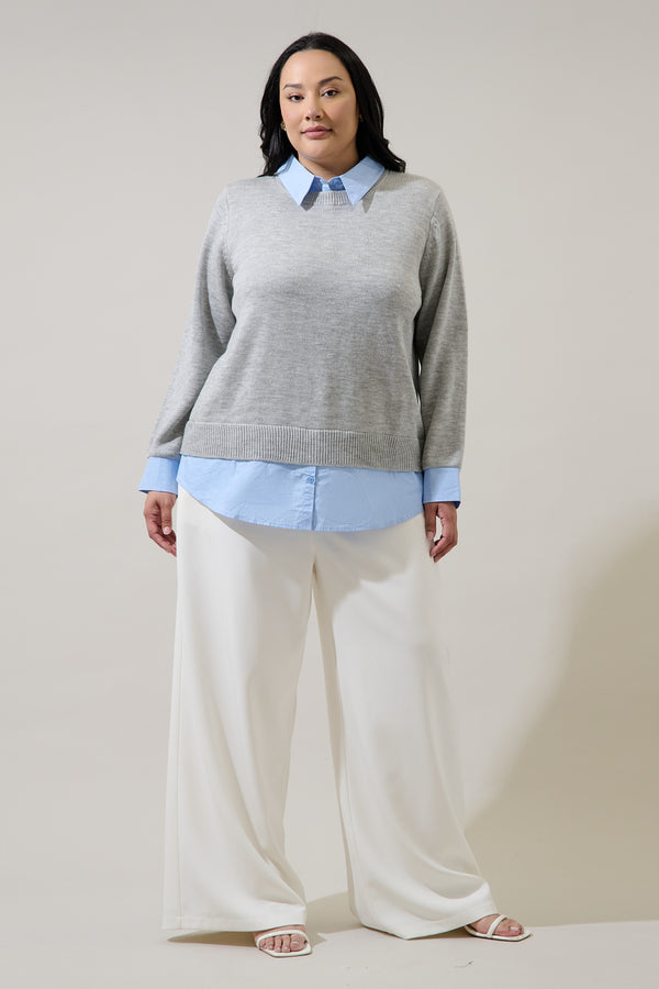 Sugarlips Azira Mix Media Collared Sweater Curve