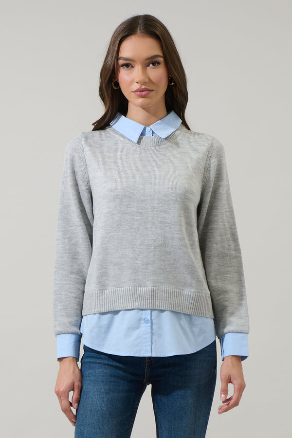 sugarlips Azira Mix Media Collared Sweater