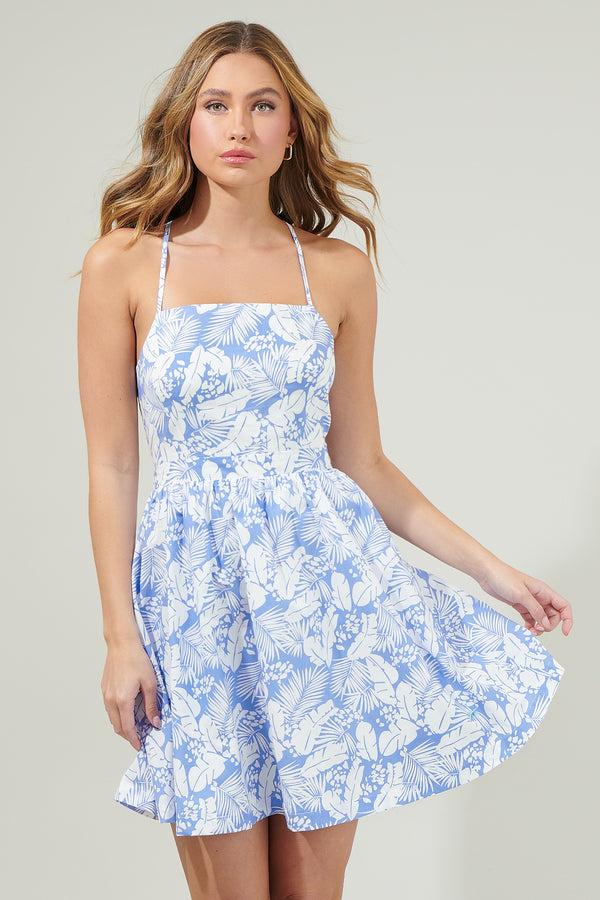 Sugarlips Azul Tropical Back Tie Mini Dress